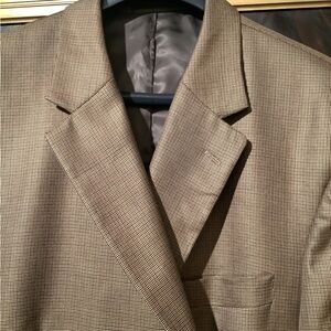 Andrew Fezza Brown Herringbone Wool and Silk Men’s Blazer Sz 46R